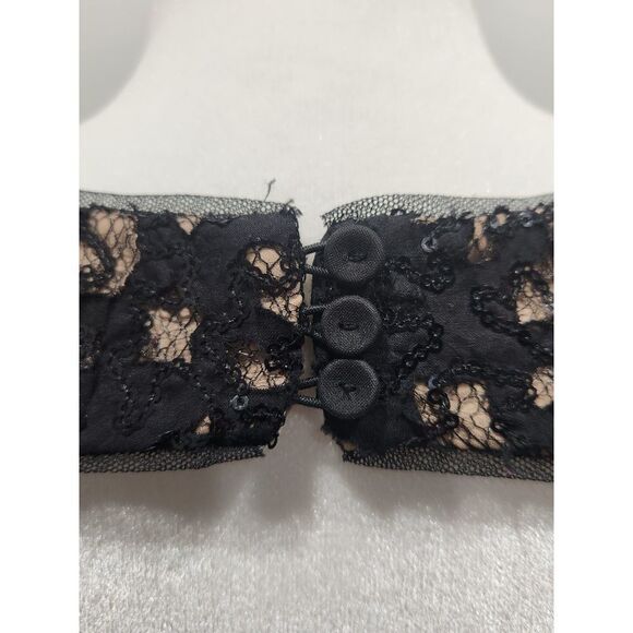 BCBGMaxAzria Kaya Black Burnout Sequin V Neck Open Back Cocktail Evening Dress 4 - Picture 9 of 11